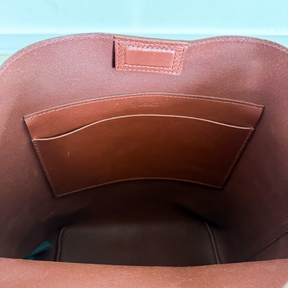 Madewell The Essential Bucket Tote Chocolate Brown Leather Bag Career Boho - Picture 10 of 12